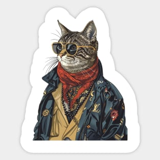 Luxury Cat Dress Up Hip Hop Sticker